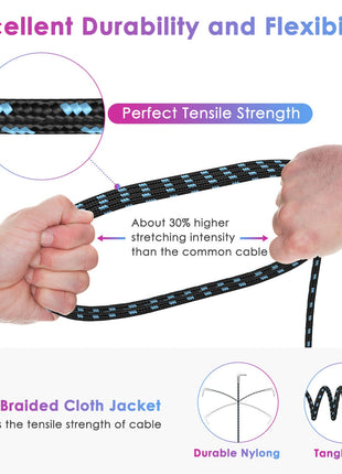 Sovvid 10FT Instrument Cable - Electric Guitar & Bass Cable with Right Angle 1/4 Inch Connector - Black & Bluetest