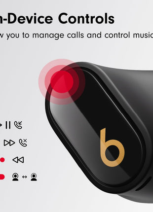 Beats Studio Buds + | True Wireless Noise Cancelling Earbuds, Enhanced Apple & Android Compatibility, Built-in Microphone, Sweat Resistant Bluetooth Headphones, Spatial Audio - Black/Gold