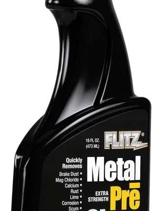 Flitz Metal Pre-Clean - 16oz of USA-Made Stainless Steel Cleaner Spray - Works on Aluminum, Brass, Copper, & More - Tarnish, Rust Remover for Metals - Non-Abrasive Aluminum Deoxidizer (1 Pack)