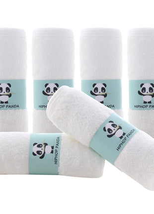 HIPHOP PANDA Baby Washcloths, Rayon Made from Bamboo - 2 Layer Ultra Soft Absorbent Newborn Bath Face Towel - Reusable Baby Wipes for Delicate Skin - White, 6 Pack