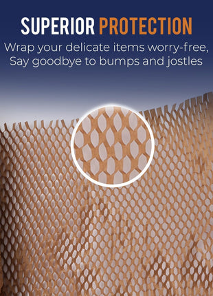 Honeycomb Packing Paper For Moving 12" x 150ft With Rope & Fragile Stickers | Eco Friendly Shipping & Moving Paper Wrap For Packing Dishes | Bubble Wrap & Packing Materials Certified FSC C204227