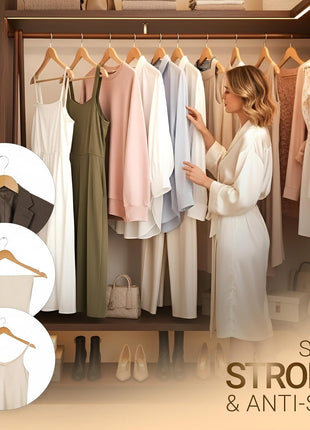 Utopia Home Wooden Hangers 20 Pack – Slim Suit Hangers Natural | 360° rotatable hook | Shoulder grooves | Durable & slim design | Ideal for suits, coats & jackets