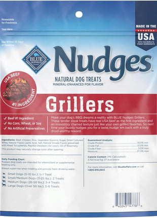 Blue Buffalo Nudges Grillers Natural Dog Treats, Made in the USA with Real Steak, 16-oz Bag