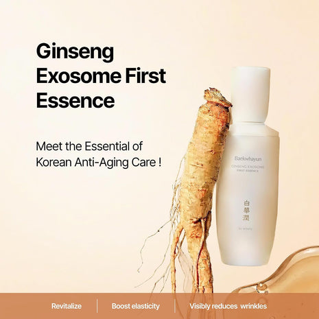 Ginseng Exosome First Essence | Hydrating, Targets Wrinkle & Dullness, Dark Spot Remover, Nourishing, glow serum, Barrier Supporting, korean Anti-Aging essence for face (100ml / 3.38 fl. oz.)