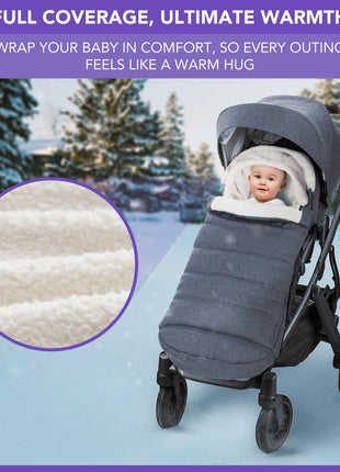 Bunting Bag for UPPAbaby Vista, V2, V3, Cruz, V2, V3 RumbleSeat, V2, V3 Ridge, Minu Strollers, Warm and Ultra-Plush Waterproof Stroller Footmuff, Extendable Winter Stroller Cover, Sleeping Bag