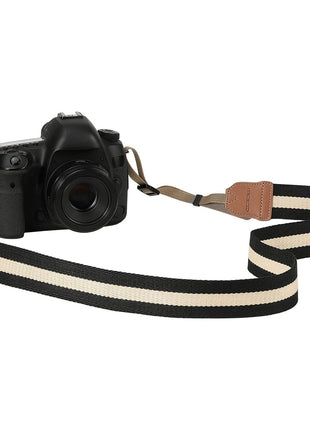 MoKo Camera Strap Compitable with Canon/Sony/Nikon/Minolta/Panasonic/DSLR | Cotton Vintage Camera Strap,Adjustable Neck Shoulder Strap,for Camcorder,Binoculars,for Adults Kids, Black + Beige