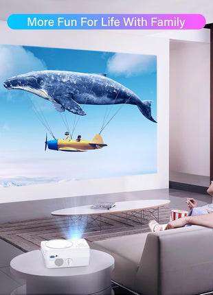 Full HD WiFi Bluetooth Projector Built in DVD Player, 12000LM 1080P Supported, Portable Mini DVD Projector for Outdoor Movies, 250" Home Theater, Compatible with iOS/Android/TV Stick/PS4/HDMI/USB/TF