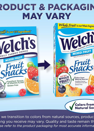 Welch's Fruit Snacks - Mixed Fruit Box - Kids Snacks - 0.8 Oz - 40 Pack | Bulk Box, Made with Whole Fruit, Gluten-Free Snack Packs for Kids and Adults, No Artificial Dyes