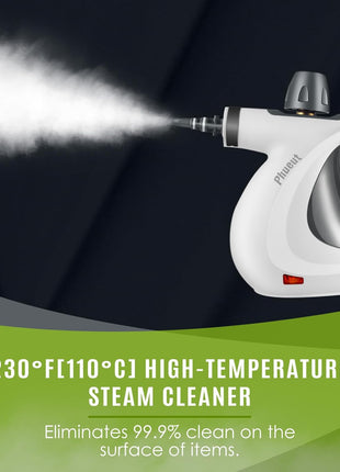 Phueut Pressurized Handheld Multi-Surface Natural Steam Cleaner with 12 pcs Accessories, Multi-Purpose Steamer for Home Use, Steamer for Cleaning Floor, Upholstery, Grout and Car (Grey)
