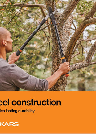 Fiskars 28 inch Loppers for Tree Trimming, Heavy Duty, Rust-Resistant Sharp Bypass Steel Blade Loppers, Branch Cutter up to 1.5 inch Diameter Cut Capacity, Shock-Absorbing Handle, Garden Tools