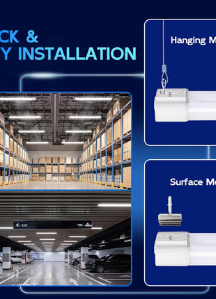 hykolity 4FT LED Shop Light,4400LM,42W [250W Equivalent], 5000K Daylight | Utility Linkable Shop Light Fixture,Hanging or Surface Mount, with Power Cord,Shop Lights for Workshop,ETL,White,6 Pack
