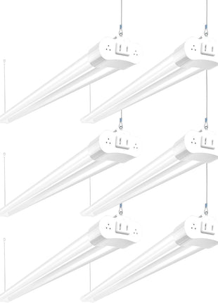 hykolity 4FT LED Shop Light,4400LM,42W [250W Equivalent], 5000K Daylight | Utility Linkable Shop Light Fixture,Hanging or Surface Mount, with Power Cord,Shop Lights for Workshop,ETL,White,6 Pack