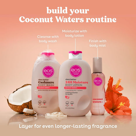 eos Cashmere Body Wash- Coconut Waters, Creamy Gel, Shea Butter, 16 fl oz