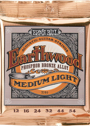 Ernie Ball Earthwood Medium Light Phosphor Bronze Acoustic Guitar Strings, 12-54 Gauge (P02146)