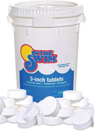 In The Swim 3 Inch Stabilized Chlorine Tablets for Sanitizing Swimming Pools - Individually Wrapped, Slow Dissolving - 90% Available Chlorine - Tri-Chlor - 50 Pounds