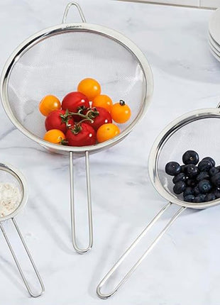 Cuisinart Mesh Strainers, Stainless Steel, Dishwasher Safe, 3-Count | Fine mesh kitchen strainers in 3 sizes, can be used as a pasta strainer, rice strainer, spaghetti strainer, CTG-00-3MS