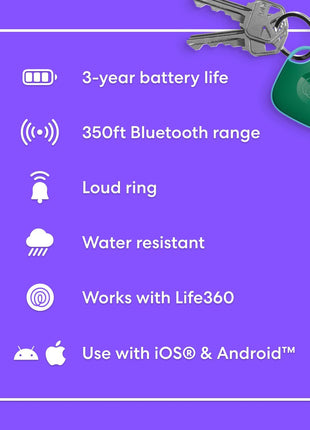 Life360 Tile - Bluetooth Tracker, Keys Finder and Item Locator for Keys, Bags and More. Phone Finder. Both iOS and Android Compatible. 1-Pack (Green Surf)