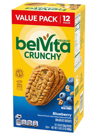 belVita Breakfast Bars Biscuits, Blueberry, Value Pack, 12 Packs (4 Biscuits Per Pack)