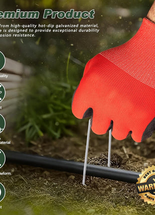 FEED GARDEN 6 Inch 50 Pack Hot-dip Galvanized Landscape Staples Plant Cover Spikes 11 Gauge Tent Stakes Garden Stakes Landscaping Fabric SOD Pins Yard Pins for Decoration Weed Barrier Fabric