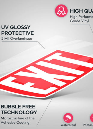 ASSURED SIGNS Exit Sign Stickers, Glow in the Dark, 10" x 7", 4 Pack | Aids Safety in Emergencies, Photoluminescent Illuminated Design, UV Protected, Perfect for Business, Self-Adhesive