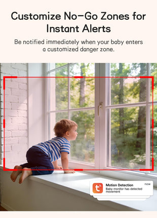 2K Smart WiFi Baby Monitor with Camera and Audio, 5inch Display, Smartphone App, Auto Tracking, Cry & Motion Detection, Temp & Humidity Sensor, HD Night Vision