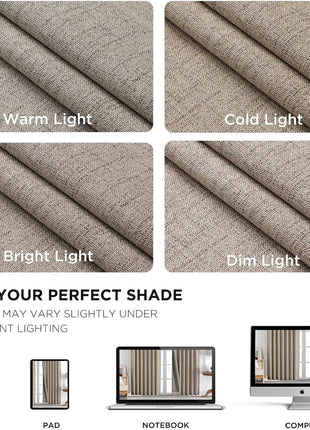 Joydeco 100% Blackout Curtains for Bedroom - Nature Linen 84 Inch Long Light Blocking 2 Panels Set, Rod Pocket & Back Tabs Living Room Drapes, Thermal Insulated Room Darkening Window Curtains