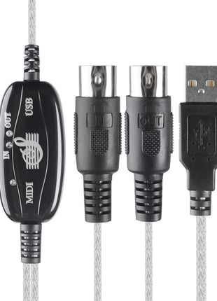 TENINYU USB to MIDI Cable Converter 2 in 1 PC to Synthesizer Music Studio Keyboard Interface Wire Plug Controller Adapter Cord 16 Channels Supports Computer Laptop Windows and Mac