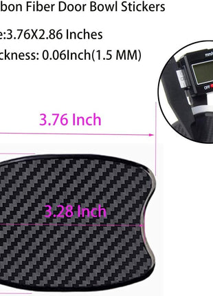 Universal 3D Carbon Fiber Car Door Handle Protection Film-S | 4Pcs Silicone Car Doors Handle Cup Scratch Protectors,Automotive Door Handle Paint Protective Film Cover Accessories(Black)