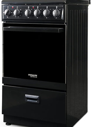 Premium Levella PRE2027GB 20 in Freestanding Electric Range with 4 Coil Burners and 2.2 Cu. Ft. Single Oven Capacity with Lower Storage Drawer in Black