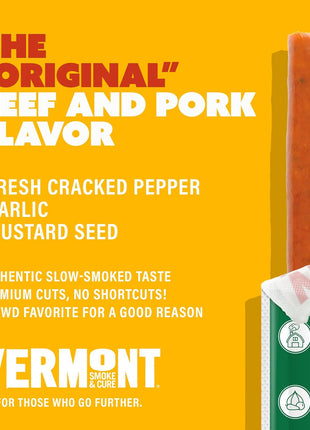 Vermont Smoke & Cure Original Beef & Pork Sticks, Gluten Free, 1 Ounce (Pack of 24)