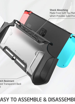 Mumba Dockable Case Compatible for Nintendo Switch (2017 Release), [Blade Series] TPU Grip Protective Cover Case with Ergonomic Design and Comfort Grip,Original Switch Case Accessories (Black)