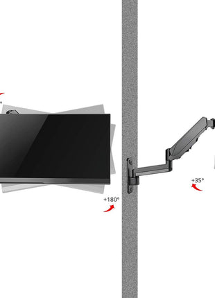 SIIG Aluminum Single Arm Gas Spring Monitor Wall Mount - Heavy Duty Hold 17 inch to 32 inch Screens, Up to 19.8 lbs, VESA 75x75 or 100x100 (CE-MT2L12-S1)