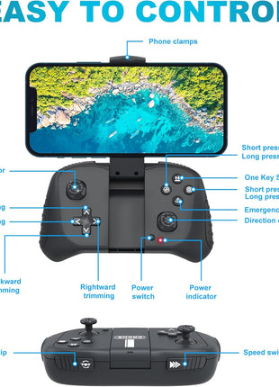 Drone with 1080P Camera for Beginners and Adults, Foldable Remote Control Quadcopter with Voice Control, Gestures Selfie, Altitude Hold, One Key Start, 3D Flips, 2 Batteries, Toy for Beginners