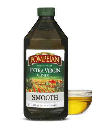 Pompeian Smooth Extra Virgin Olive Oil, Contains Polyphenols, First Cold Pressed, 68 Fl Oz