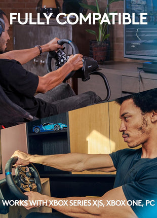 Logitech G923 Racing Wheel and Pedals for Xbox X|S, Xbox One and PC Featuring TRUEFORCE up to 1000 Hz Force Feedback, Responsive Pedal, Dual Clutch Launch Control, and Genuine Leather Wheel Cover
