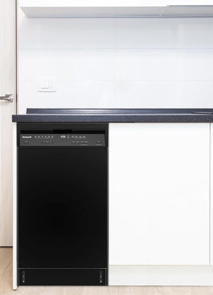 Honeywell 18 Inch Dishwasher with 8 Place settings, 6 Washing Programs, Stainless Steel Tub, UL/Energy Star- Black