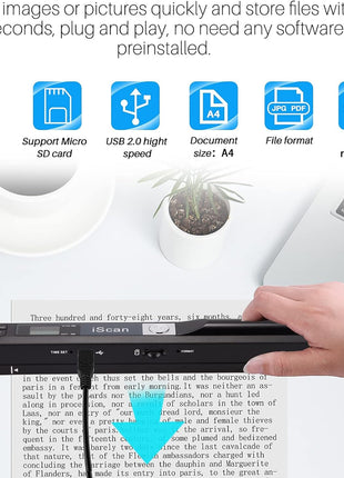 Portable Document Scanner, AOZBZ 900DPI Handheld Image Scanner, Scanning Wand,A4 Colour Photo Mobile Scanner Handy Scan (JPG/PDF Format, High Speed USB 2.0, Included 16G SD Card)