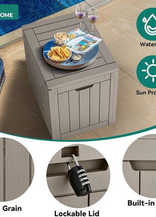 YITAHOME 30 Gallon Deck Box Outdoor Storage Box, Waterproof Resin Package Delivery and Storage Box with Lockable Lid for Patio Furniture Cushions, Pool Accessories, Garden Tools, Brown
