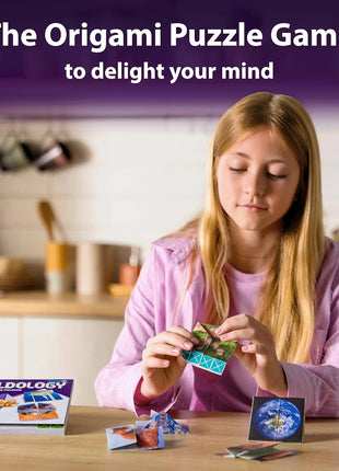 FOLDOLOGY - The Origami Puzzle Game! Brain Teasers for Tweens, Teens & Adults | Travel Game, STEM Toy | Fold the Paper, Complete the Picture | 100 Puzzles | Gift for Ages 10+
