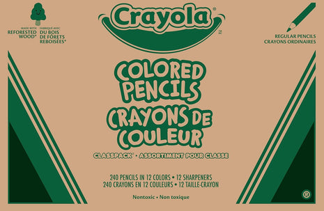 Crayola Colored Pencils Classpack (240ct), Bulk Colored Pencils for Kids, 12 Colors, Coloring Supplies, Must Have Teacher Classroom Essentials for School