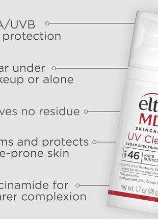 EltaMD UV Clear Face Sunscreen SPF, Oil-Free Sunscreen with Zinc Oxide, Dermatologist Recommended