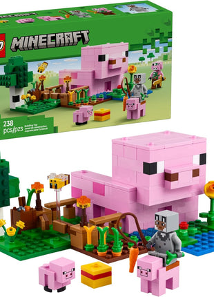 LEGO Minecraft The Baby Pig House Toy Figures and Playset - Building Minecraft Toy for Kids, Boys and Girls, Ages 7+ - Gift for Birthdays - with 2 Minifigures for Pretend Play - 21268