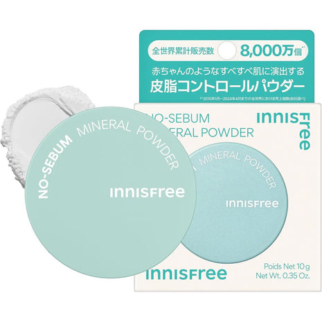 【Large Capacity】Innisfree No Sebum Mineral Powder 10g 【Loose Powder】Official Product, Makeup Smudge-Proof, Non-Crumpling, Pore-Free, Oily Skin, Shine Prevention, Smooth, Sebum, Korean Cosmetics