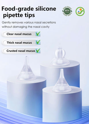 Nasal Aspirator for Baby,Baby Nose Sucker,Electric Nasal Aspirator for Baby,for Relieving Nasal Congestion,Nose Cleaner with 3 Silicone Tips,Adjustable Suction Level,Music and Light Soothing Function