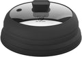 Microwave Splatter Cover Glass Splatter Guard Lid with Collapsible Silicone for Food Pot Cover Plate Cover 10.8 inch Black
