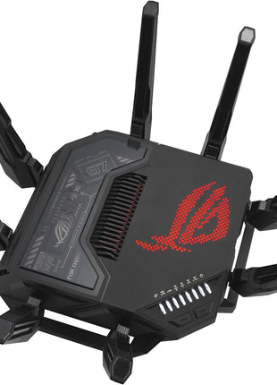 ASUS ROG Rapture GT-BE98 PRO First Quad-Band WiFi 7 Gaming Router supports 320MHz, Dual 10G Port, Triple-level Game Acceleration, Mobile Game Mode, Subscription-Free Security, AiMesh, and VPN features
