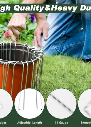 FEED GARDEN 6 Inch 50 Pack Hot-dip Galvanized Landscape Staples Plant Cover Spikes 11 Gauge Tent Stakes Garden Stakes Landscaping Fabric SOD Pins Yard Pins for Decoration Weed Barrier Fabric