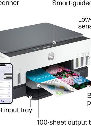 HP Smart Tank 6001 Wireless All-in-One Ink Tank Printer, Scanner, Copier with 2 Years of Ink Included, Best-for-Home, Cartridge-Free Refillable, AI-Enabled (2H0B9A)