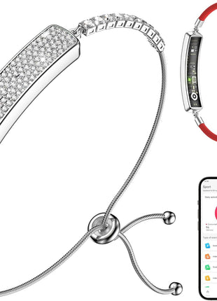 Smart Bracelet for Women – Fitness Tracker with Heart Rate, Sleep & Step Tracking, 1ATM Water Resistant, Multi-Sport Modes, Fitness Tracking Wearable with Free App, 2 Bands(Silver)