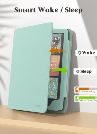 MoKo Case for 7 inch/6.8 inch Kindle Paperwhite(12th/11th Generation-2024/2021) and Kindle Paperwhite Signature Edition, Slim PU Shell Cover Case with Auto-Wake/Sleep for Kindle Paperwhite 2024, Agave Green